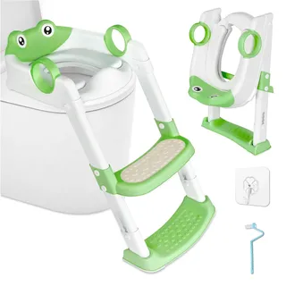 KIMIGO Toilettensitz Kinder mit Treppe,Toilettentrainer für Kinder,Toilettenleiter für Kinder,2-in-1 kinder Toilettensitz mit Treppe,Verstellbar Toilettentrainer Toilettensitz für Jung und Mädchen
