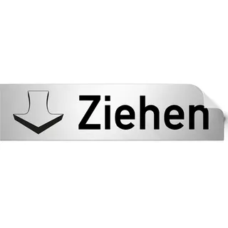 Türschilder24 Folienschild Türschild • Ziehen • PVC Hinweisschild • 160 x 40 mm Silber • selbstklebend • Kratzfester Druck • UV Beständig