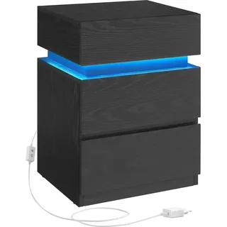 alasans Nachttisch mit LED-Beleuchtung, mit 3 Schubladen, schwarz - Schwarz