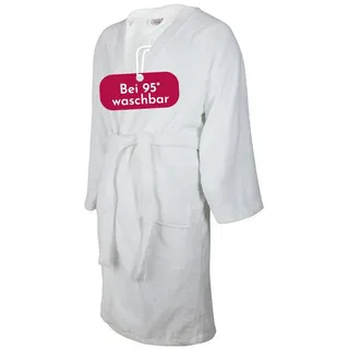 Clinotest Bademantel Frottee Bademantel, Morgenmantel/Saunamantel, weiß, Baumwolle, Kimono-Kragen, 2 aufgesetzte Taschen, Gürtel, kochfest ohne Einlaufen oder Fusseln, Saunamantel ohne Kapuze weiß L