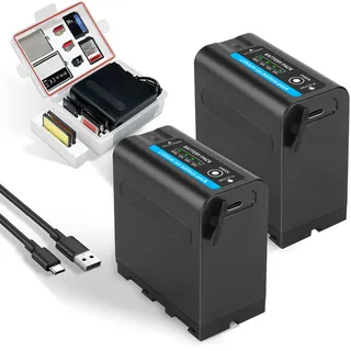 2 Stück 10800mAh Akku für Sony NP-F970 NP-F980 NP-F960 NP-F950 NP-F930 NP-F550 NP-F570 NP-F750 Ersatzakku für Sony Handycams, Field Monitor, Videoleuchte