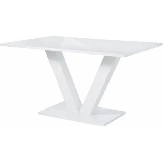 loft24 Esstisch Andres, Hochglanz Optik, Breite 140 cm weiß