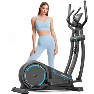 Dripex Crosstrainer für Zuhause, magnetisches Ellipsentrainer Trainingsgerät mit 16 Widerstandsstufen, 8 kg Schwungrad, multifunktionaler LCD-Monitor, Pulssensor, Gerätehalter