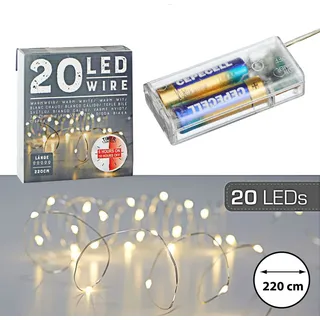 Cepewa LED Lichterkette Mikro Draht 1,9 m warmweiß silber