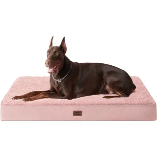 EHEYCIGA Orthopädisches Hundebett XXL Grosse Hunde 120x74x9cm, Hundekissen Waschbar Flauschig, Hundematte Hundematratze für Kiste, Dunkelrosa