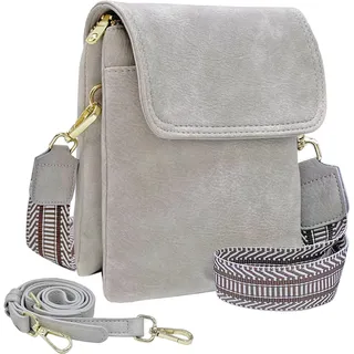 ehsbuy Handytasche zum Umhängen Damen Vegan Leder Crossbody Kleine Handy Umhängetasche mit 1 Verstellbarem Breitem Riemen und 1 Lederriemen Damen Geldbörse Schultertasche