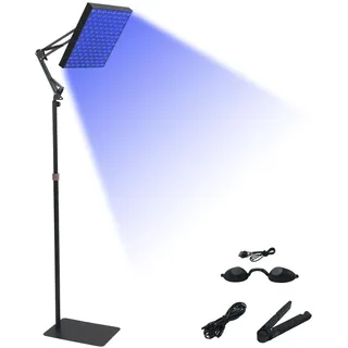 Bräunungslampe Solarium für Zuhause, 45W 225 LEDs 460NM Blaues Licht Bräunungslicht für Gesicht und Körper, Sonnenlampe Bräunungslampen mit Einstellbarer & Faltbares Ständer, Hause Tageslicht