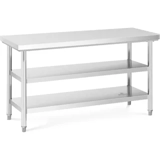 Royal Catering Edelstahl-Arbeitstisch ECO 150 x 60 cm 500 kg Zwischenboden - Edelstahltische Royal Catering