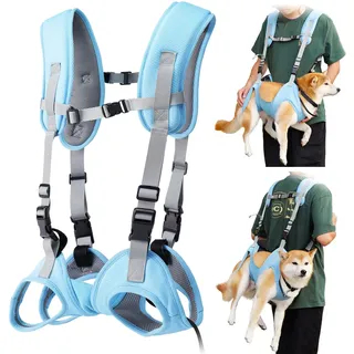 BT Bear Tragetuch für Hunde, tragbarer Outdoor-Rucksack, Notfall-Rucksack, Haustier-Tragetasche für ältere Hunde, Gelenkverletzungen, Arthritis, Treppenauf- und Absteigen, Lähmung, Blau, Größe L