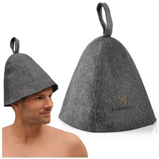 Liebenstein Filzhut Saunahut Damen & Herren – Sauna Mütze handgefertigt, 100% Wolle Hitzebeständig, atmungsaktiv, handgefertigt, Schlaufe zum Aufhängen grau