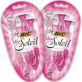BIC Miss Soleil Rasierer Damen, 8 Einwegrasierer mit je 3 Klingen, mit Vitamin E für eine sanfte Rasur