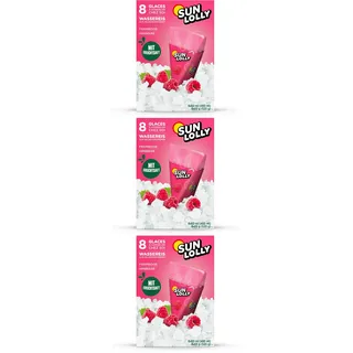 Sun Lolly Wassereis, Himbeere, 8 x 60 ml (Packung mit 3)