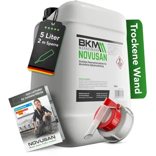 Novusan Nachfüllkanister mit Dosierhahn I Injektionsverfahren für trockene Wände I nachträgliche Horizontalsperre zum Trockenlegen von Keller & Mauerwerk I gegen Feuchtigkeit (Transparent, 5 Liter)