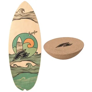 F2 Set Balance Board Halfshell 88x32cm mit Kork Halbkugel