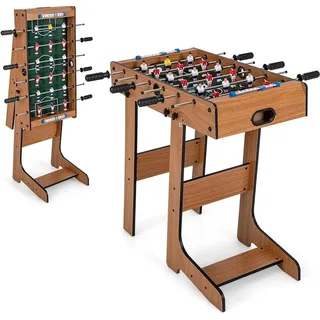 COSTWAY Tischkicker klappbar 69x60x71cm, Kickertisch mit 18 Kicker & 2 Bällen, Spieltisch für Erwachsene & Kinder, Tischfußball für Bars & Partys - Braun