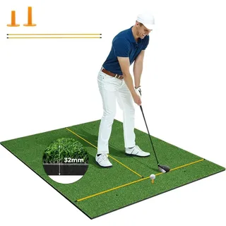 lifezeal Golf Abschlagmatte inklusive Gummi Tee, Zusammenrollbar, 6 Abschlagpositionen & 2 Ausrichtungsstäbe, Golfmatte mit Tees, Löchern und 2 Ausrichtungsstöcken, faltbare und Outd...
