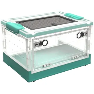 Terrarium für Reptilien und Amphibien, Reptilien Terrarium Box mit Belüftungsloch, Transparente Kunststoff Reptilienzuchtbox für Eidechsen Spinnen Frösche Igel Hamster, Tragbarer Reptil Fütterungsbox