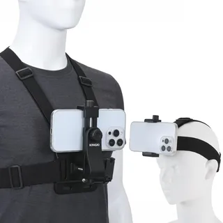 KINGKI Handy-Brustgurt-Halterungs-Set für POV/VLOG, Handy-Clip, kompatibel mit iPhone, Samsung, GoPro Hero 12, 11, 10, 9, 8, Akaso, DJI Osmo, und Action-Kameras