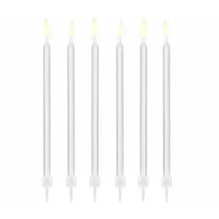 Partydeco Kerzen & Halter 14 cm | 12Stk. - Glatt Weiß 14cm (1 Packung 12 Stk.)
