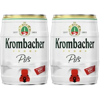 Krombacher Pils Partyfass (1 x 5 L) Pfandfrei (Packung mit 2)
