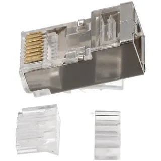 goobay RJ45 Stecker, CAT 6A STP geschirmt - für Rundkabel, mit Einfädelhilfe