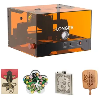 LONGER Ray5 miniS Lasergravierer, 5,5W, 130 x 120 mm Arbeitsbereich | Schutzhaube, Holz-, Leder- und Acrylbearbeitung, DIY-Projekte, Lasergravur und Schneiden