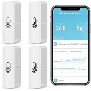 Intelligenter Temperatur-Feuchtigkeits-Detektor-Sensor, für Tuya Smart Wifi für Zigbee WiFi, Luftfeuchtigkeitstemperatur-Monitor, Innen-Hygrometer-Thermometer (4 x WLAN)