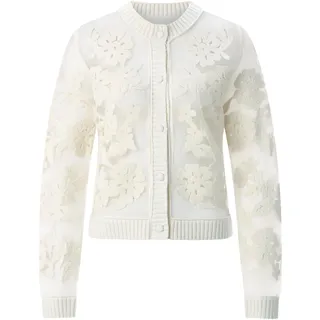 rich&royal RICHROYAL Strickjacke mit Blumen Applikation, Farbe:beige, Größe:L - L