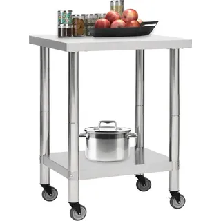 vidaXL Küchen-Arbeitstisch mit Rollen 80x30x85 cm Edelstahl