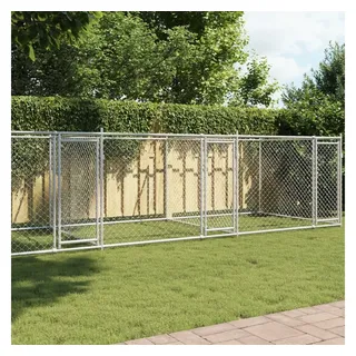 vidaXL Hundezwinger mit Türen 8 x 2 x 1,5 m Stahl Grau