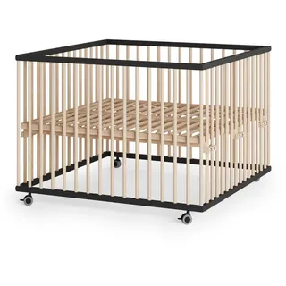 Sämann Laufgitter, mit Lattenrost – schwarz/natur - Premium Kollektion | Gr.: 100x100 cm,