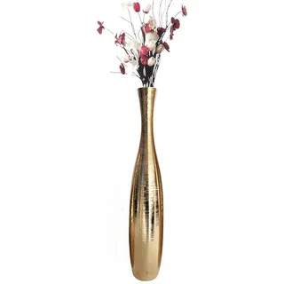trends for living Edelste Deko-Bodenvase – Hohe Keramikvase für Pampasgras & Dekozweige - stabil, luxuriös, 50-90 cm höhe in Weiß, Schwarz, Grau, Silber und Gold (Gold, 70x13cm)