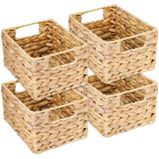 HMF Aufbewahrungskorb geflochten aus Wasserhyazinthe Seegras 22 x 17 x 12 cm beige