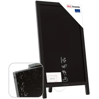 ALLboards Kundenstopper wasserfest, Schwarz Aufsteller mit Kreidefläche, einseitig 78×44 cm, Werbeaufsteller