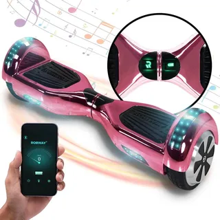 ROBWAY W1 Hoverboard für Erwachsene und Kinder, 6,5 Zoll, Self-Balance, Bluetooth, App, 700 Watt, LEDs (Pink Chrom 2.0)