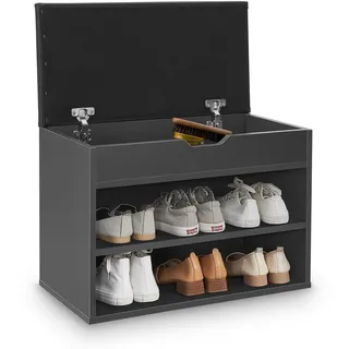 Juskys Schuhregal mit Klappdeckel und gepolstertem Sitz 60x30x44 cm - Grau