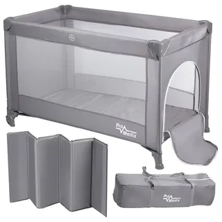 ProMedix PR-803 G Reisebett 125x65x74cm, grau, Rollen, Schutzhülle - Grau