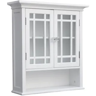 Elite Home Fashions Neal Collection Shelved Wall Cabinet with Cubby, White