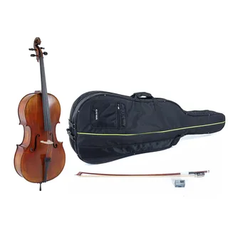 GEWA Cello, Cellogarnitur Serie Maestro 2 VC4-1/4 Spielfertig inkl. Tasche, Massaranduba Bogen und Larsen Aurora Saiten