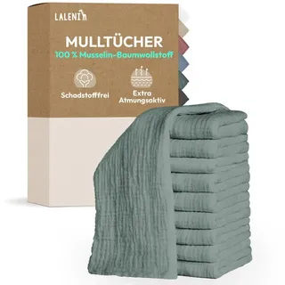 Laleni Spucktuch Spucktücher Baby aus Reiner Baumwolle in 70x70, (20-tlg), OEKO-TEX Zertifizierte Mulltücher grün