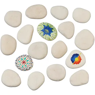 Relaxdays Steine zum Bemalen, flache Dekosteine, 2 kg Malsteine, Bastelsteine Kinder & Erwachsene, 4–8 cm, hellgrau