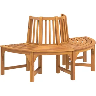 vidaXL Baumbank Halbrund Ø160 cm Massivholz Eukalyptus