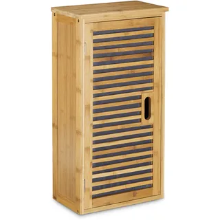 Relaxdays Badezimmer Hängeschrank Bambus, 2 Ablagen mit Einlegeboden, Badschrank HxBxT: 66 x x 20 cm, natur