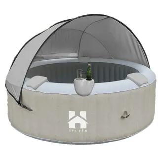 Home Deluxe - Outdoor Whirlpool SPLASH inkl. Kissen, Getränkehalter und Sonnendach I Farbe: Beige Ausstattung: 4 tlg.