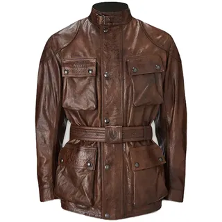 Belstaff Trialmaster Motorrad Lederjacke, braun, Größe XL für Männer