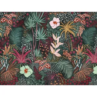 A.S. Création Livingwalls Fototapete Tropical Flair Blüten gelb Grün Rot B/L: ca. 280x371 cm - Gelb, grün, Rot