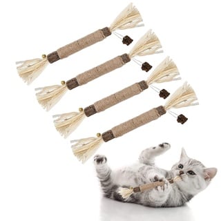 Katzenminze Sticks,Katze Kauspielzeug,Katzensticks Zur Zahnreinigung,Kausticks für Katzen,Katzenminze Sticks Bio,Katzen Zahnpflege Spielzeug,Kausticks Set,Katzen Sticks,Cat Chewing Toy,4 PCS