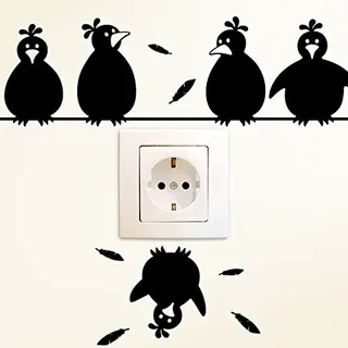 Wandora Wandtattoo Schaltertattoo Lustige Vögel I schwarz (BxH) 30 x 19 cm I Wohnzimmer Kinderzimmer Sticker Aufkleber Wandsticker Wandaufkleber G127