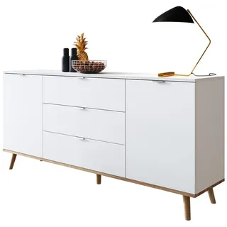 Newroom Sideboard Elia, Weiß Kommode Skandinavisch Anrichte Highboard Wohnzimmer Schlafzimmer weiß