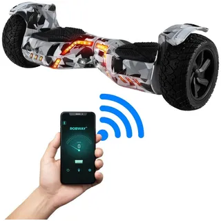 Robway Balance Scooter 8,5” Hoverboard Offroad X2 Samsung Akku & Bluetooth Lautsprecher, 700,00 W, 15,00 km/h, (Hoverbaord, Balance scooter, Balanceboard, 1 tlg., Hoverbaord, Hoverboard, Balanceboard, Skateboard, Driftscooter), Self-Balance-Scooter, Bluetooth, Robway App, LED, Gyrosensoren weiß